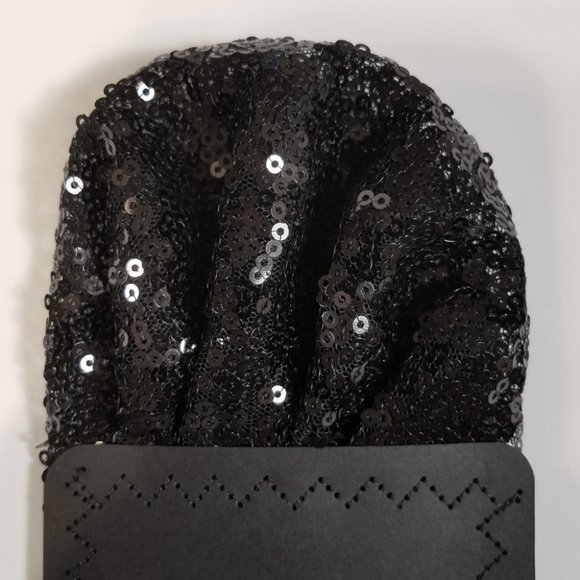 New! Men's Black Sequin Pre-Folded Pocket Square Insert - Picture 7 of 7